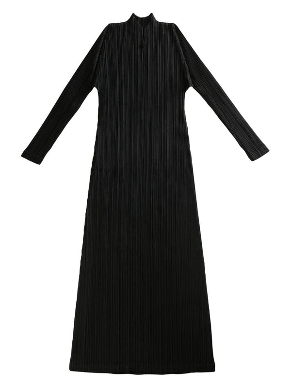 High Neck
  Pleats Long Dress