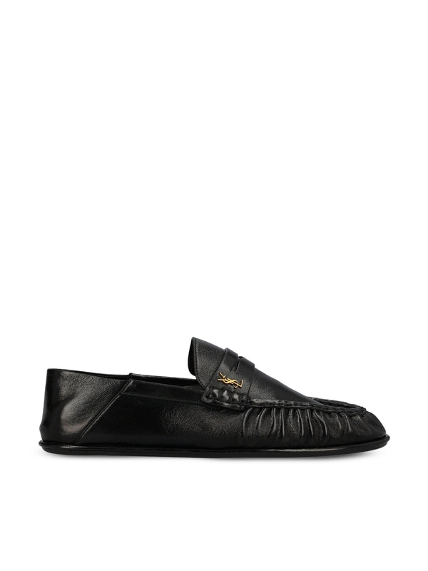 Cassandra Logo Leather Penny Loafers