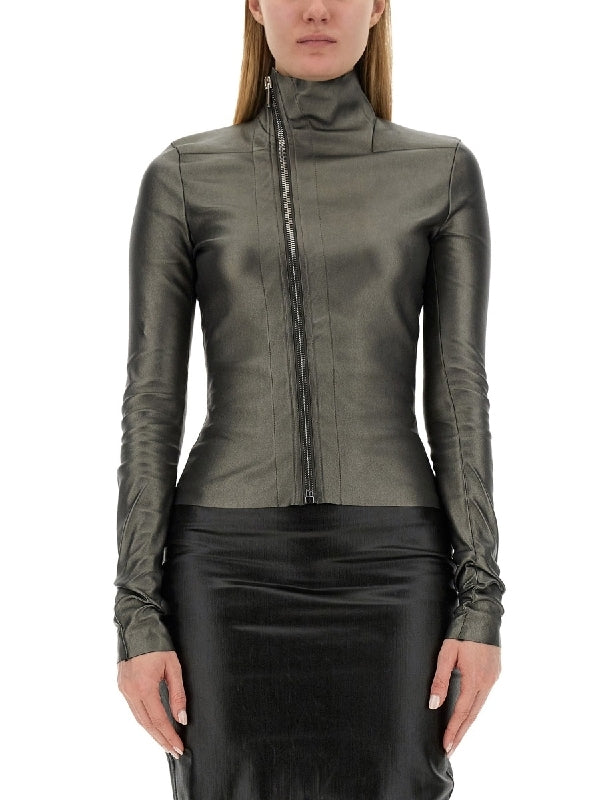 Gary Metallic Leather Biker Jacket