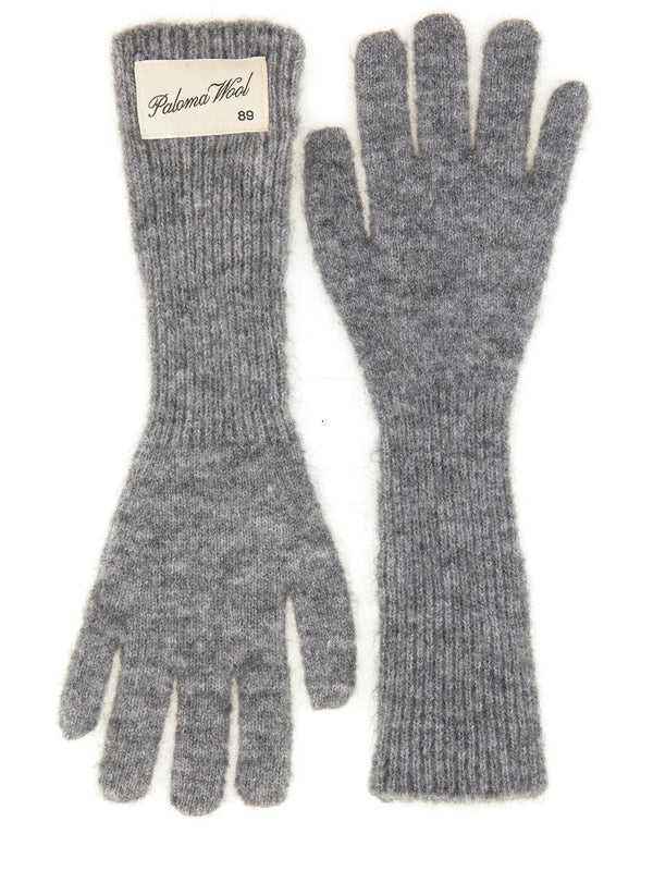 Logo Patch Wool Blend Gloves