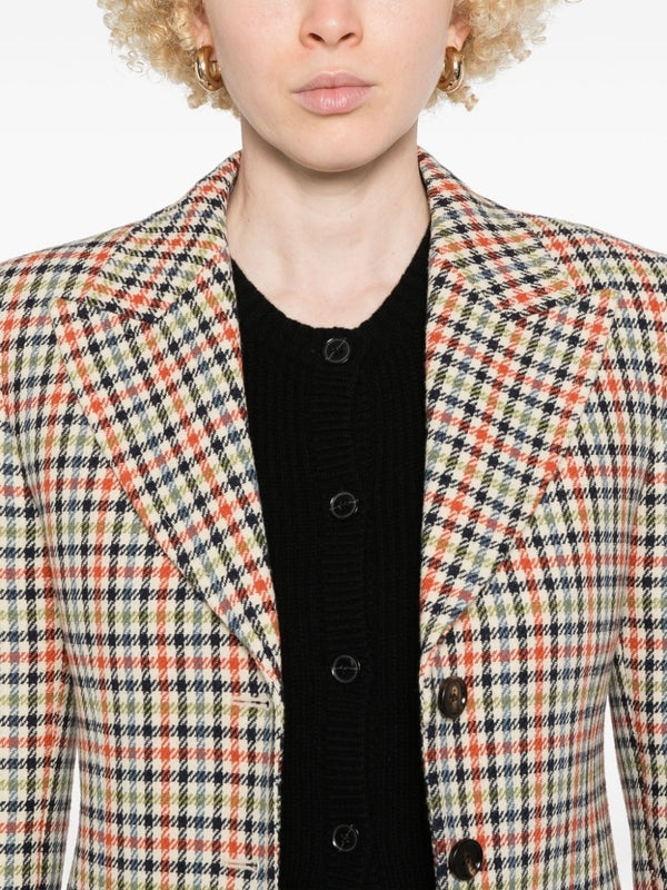 Check Pattern Single Breasted Jacket