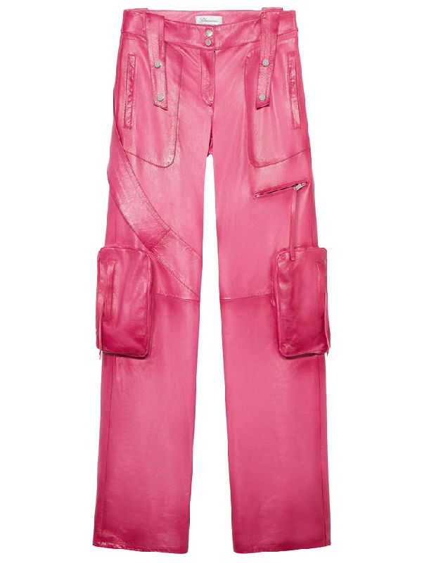 Pink Lambskin Wide Cargo Pants