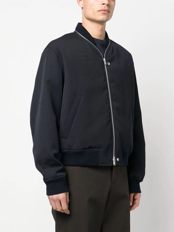 Zip-Up Wool Gabardine Bomber