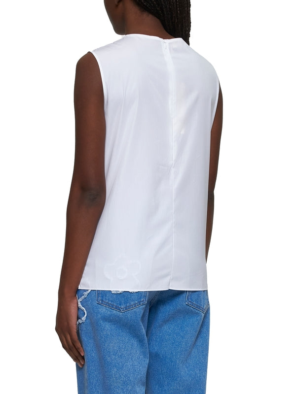 White Cotton Sleeveless Top