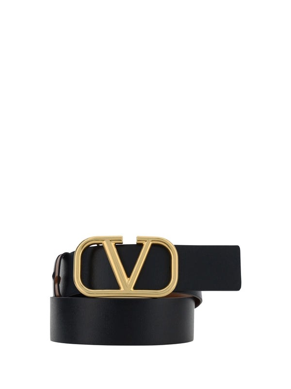 V Logo Reversible Leather Belt