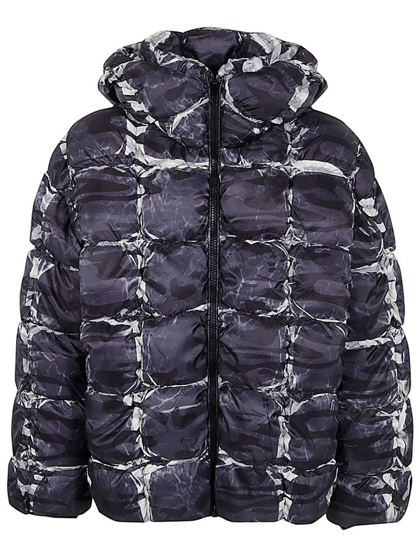 Allover Pattern Hoodie Padded Jacket