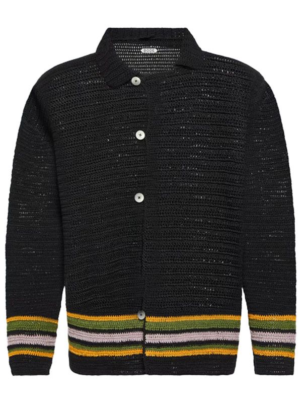 BODE - Harbor Stripe Cotton Cardigan - Jente