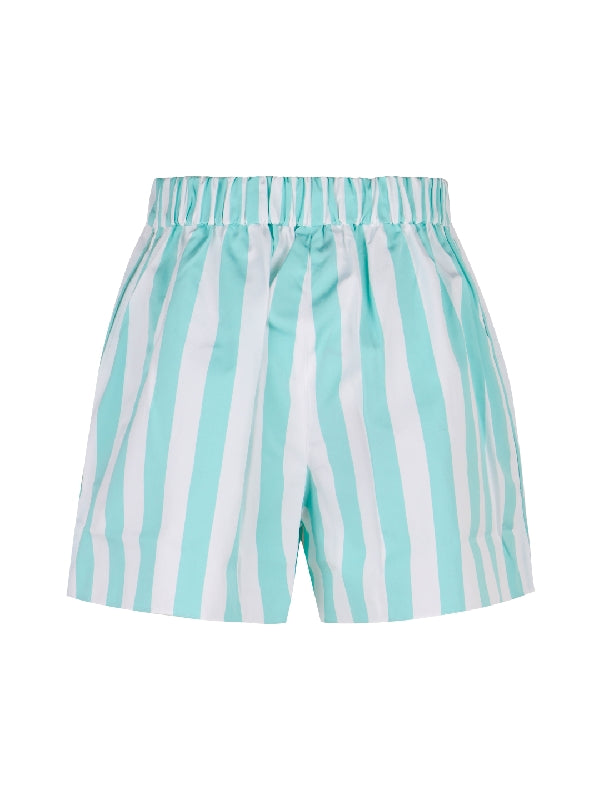 Stripe Pattern Cotton Shorts