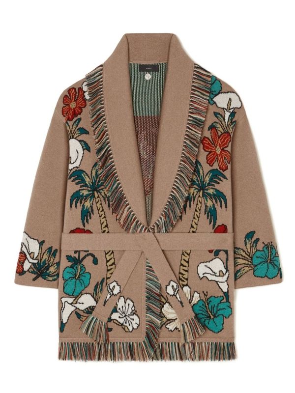 Flower Jacquard Cashmere Cardigan