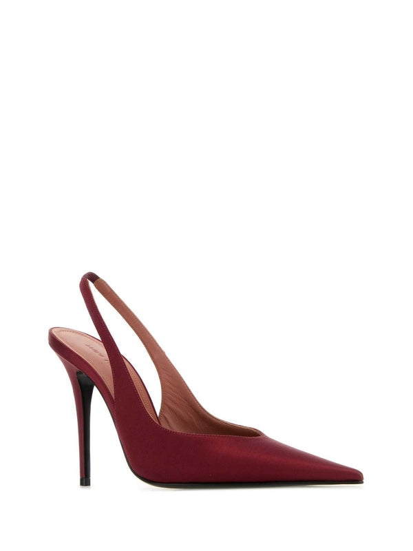 Amina Muaddi Burgundy Slingback Heels