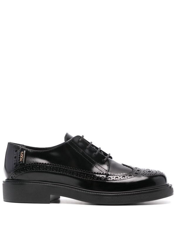 Black Brogue Leather Derby Shoes