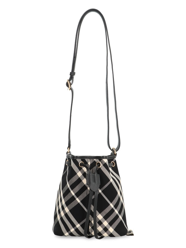 Check Pattern Drawstring Bucket Bag