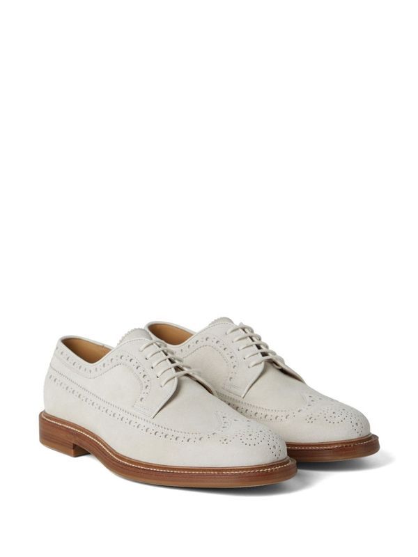 Suede Wingtip Derby Shoes