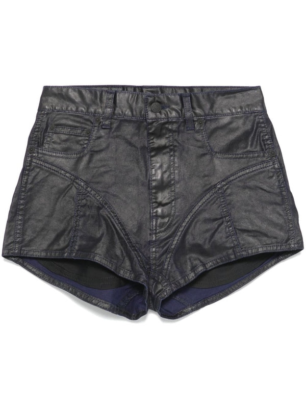 Wax Effect Denim Shorts