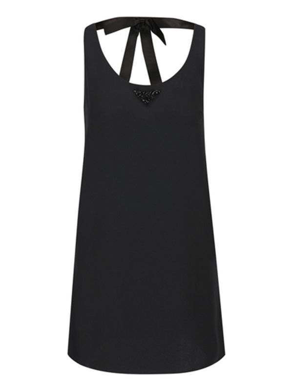 ビーズ トライアングル ロゴ ボウ ドレス