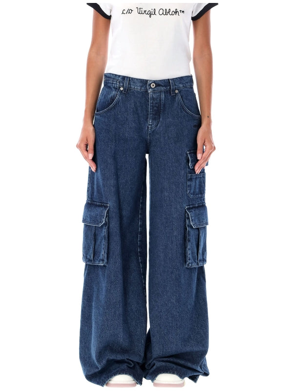 Wide Denim Cargo Pants