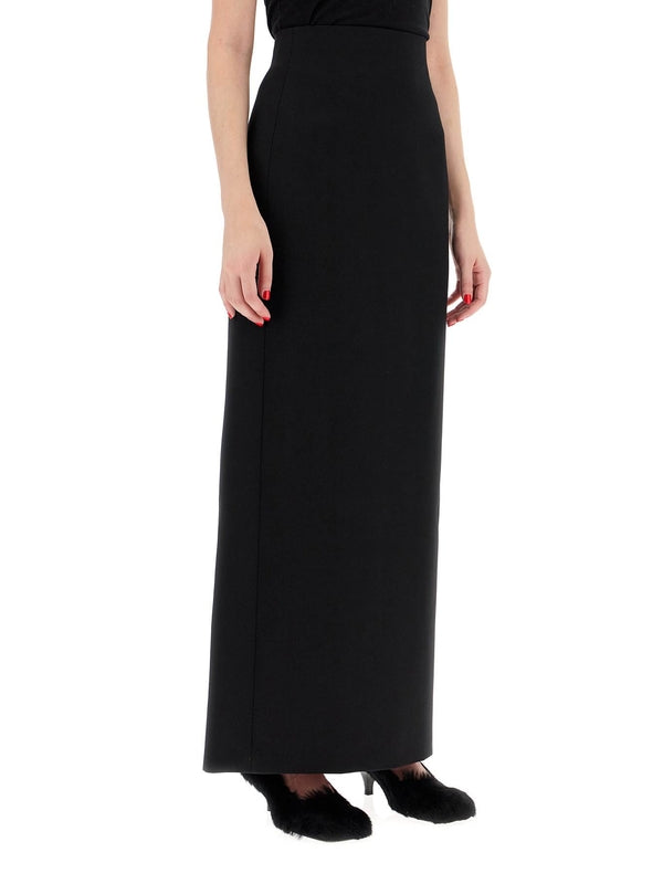 High Waist Wool Long Skirt