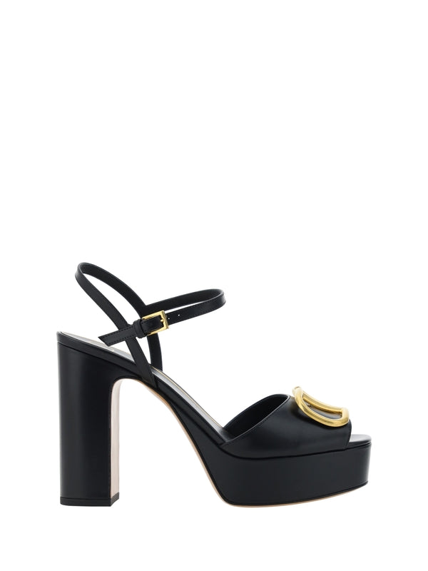 V Logo Platform Sandal Heels