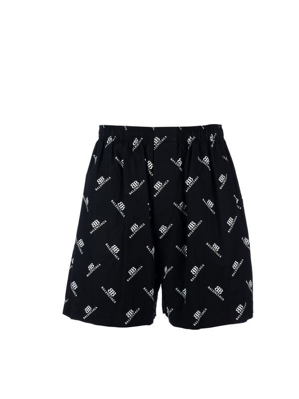 BB Logo Print Cotton Shorts