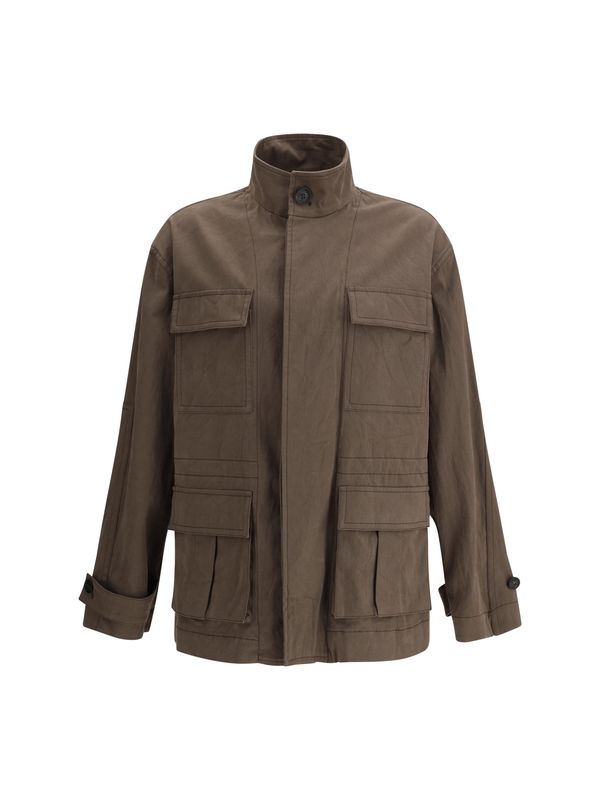 Multi Pocket High Neck Cotton Jacket