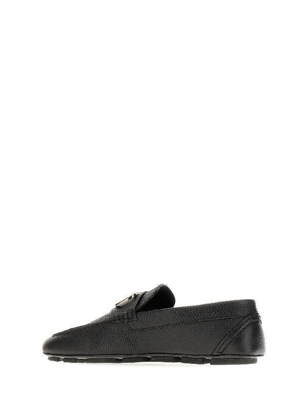 V Logo Leather Loafers