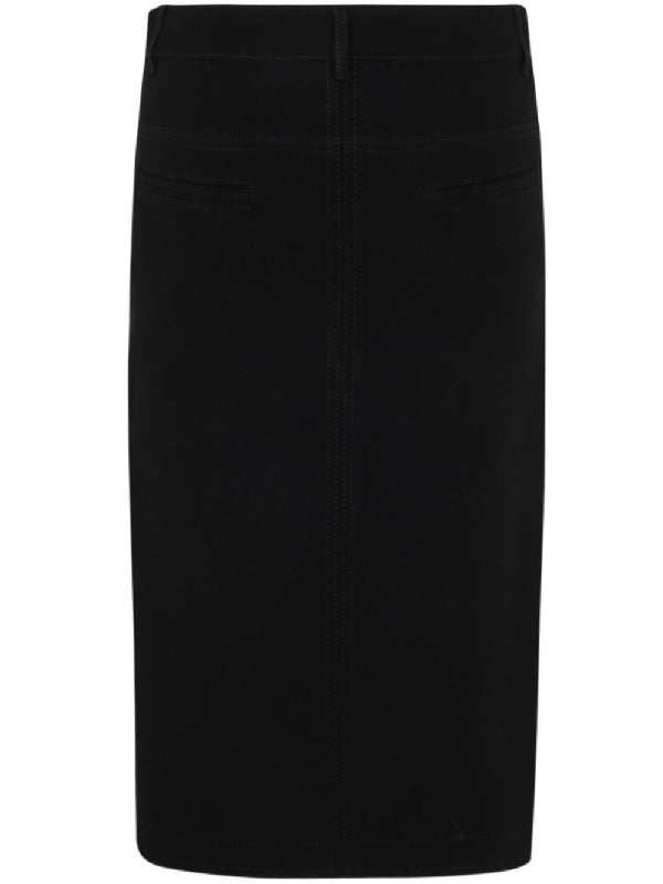 Front Zipper Midi Skirt