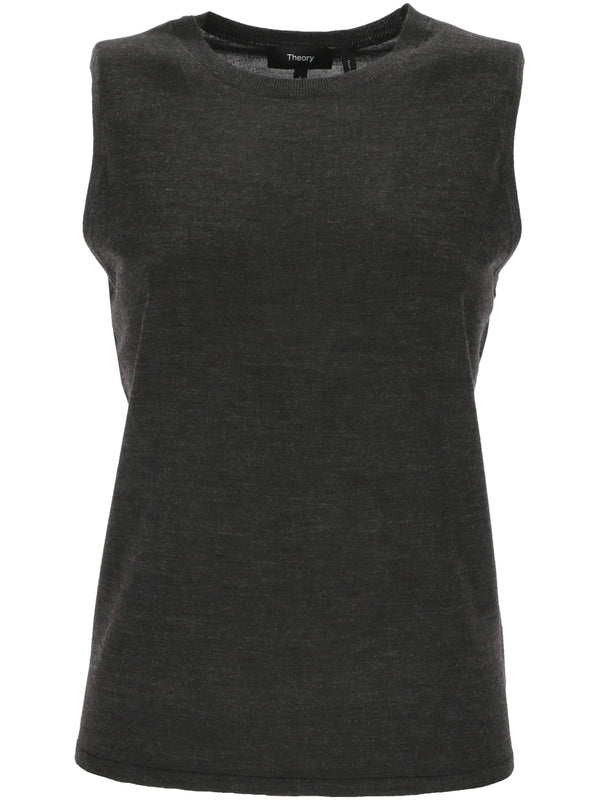 Crew Neck Wool Sleeveless Top