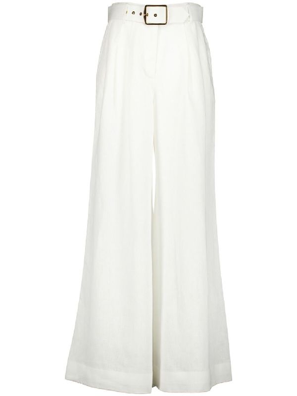 Belted Linen Wide Pants