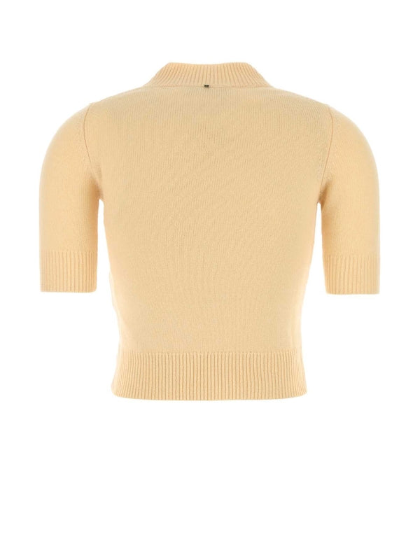 Jacquard Lettering Wool Crop Knit