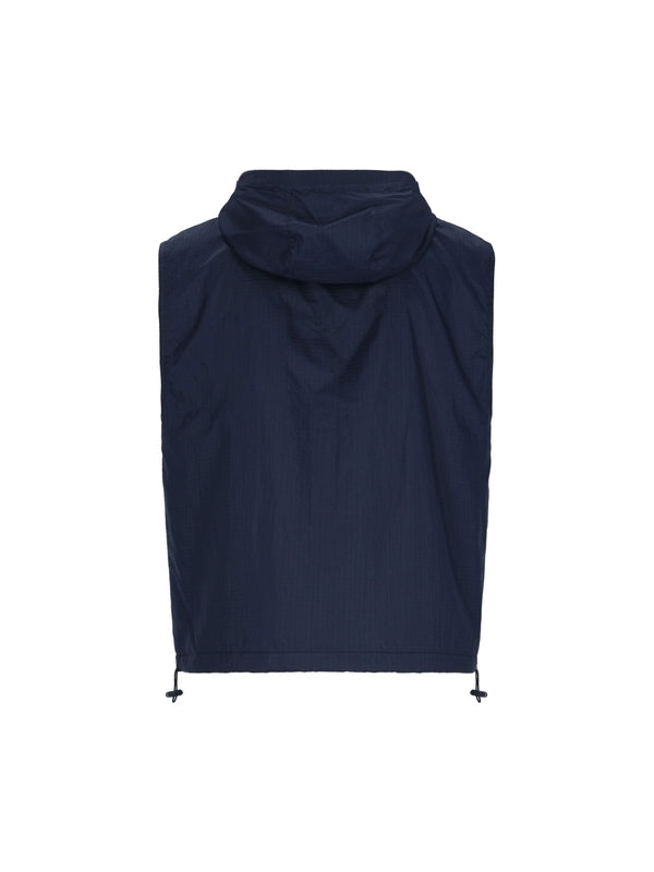 4-Bar Detail Nylon Hoodie Vest