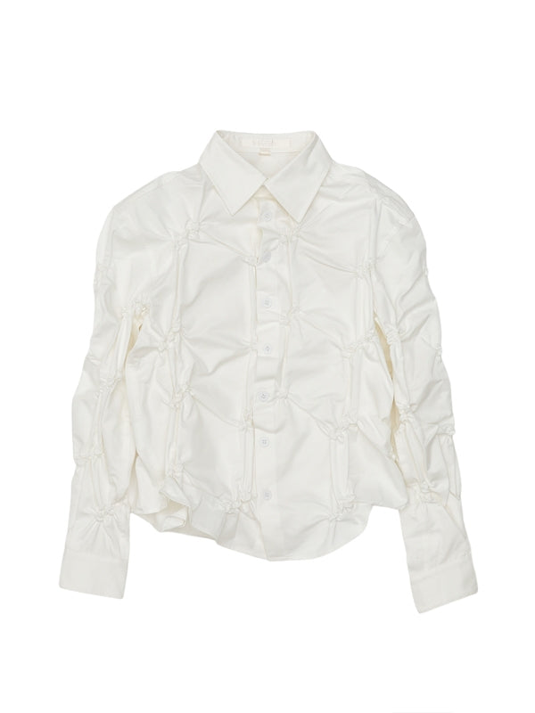 ATTIRE Smocked White Shirt