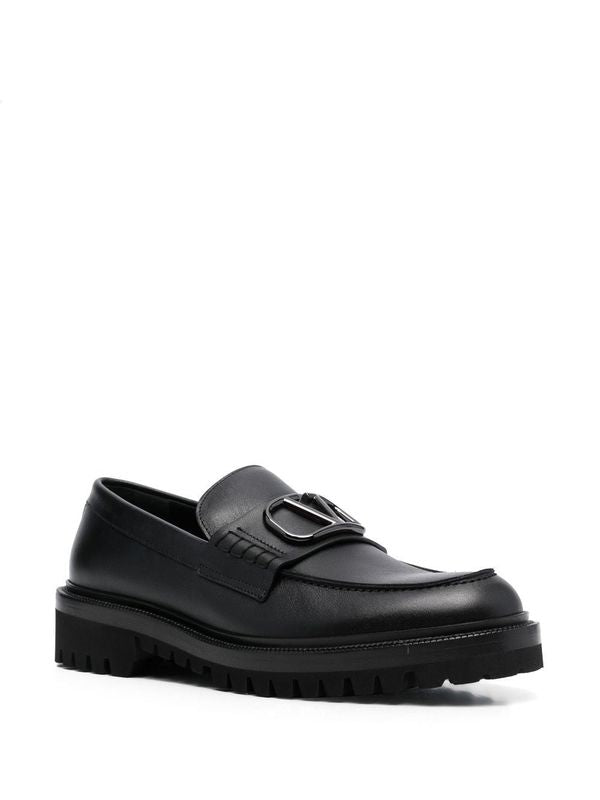 V Logo Leather Loafer