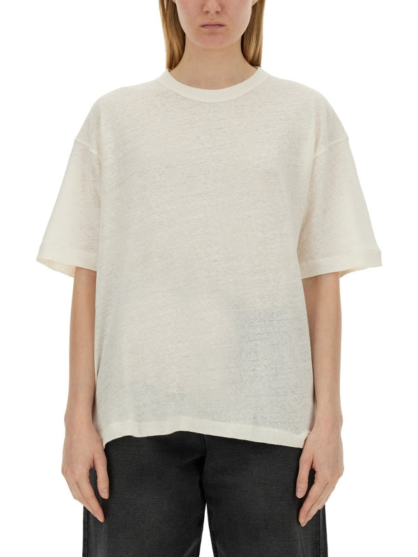 White Cotton Linen Short-sleeve T-shirt