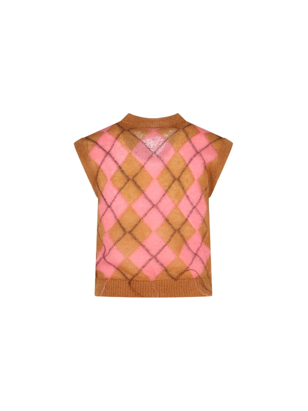 Argyle Pattern Sleeveless Knit