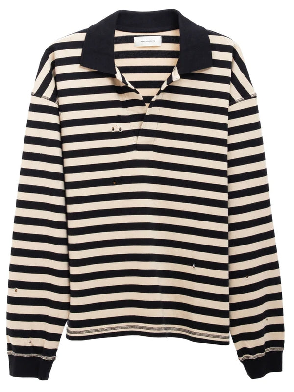 Distressed Stripe Polo Shirt