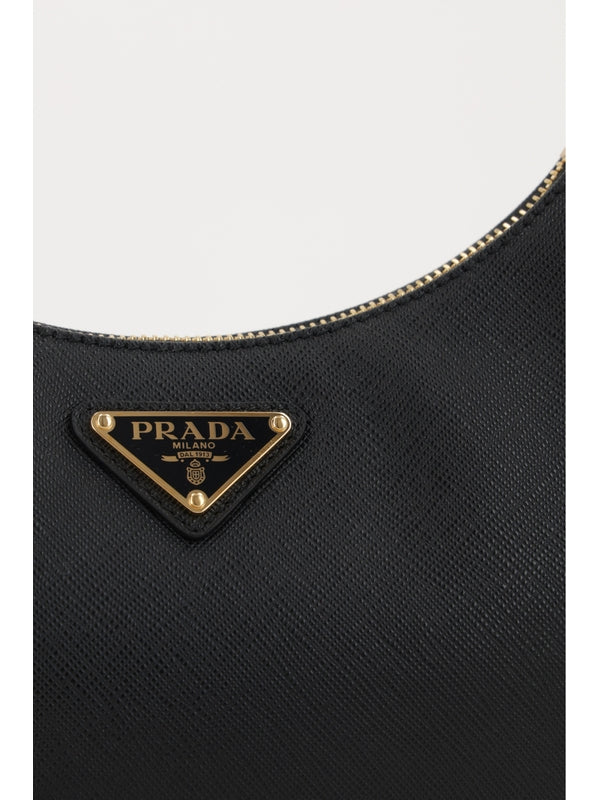 Triangle Logo Saffiano Leather Shoulder Bag