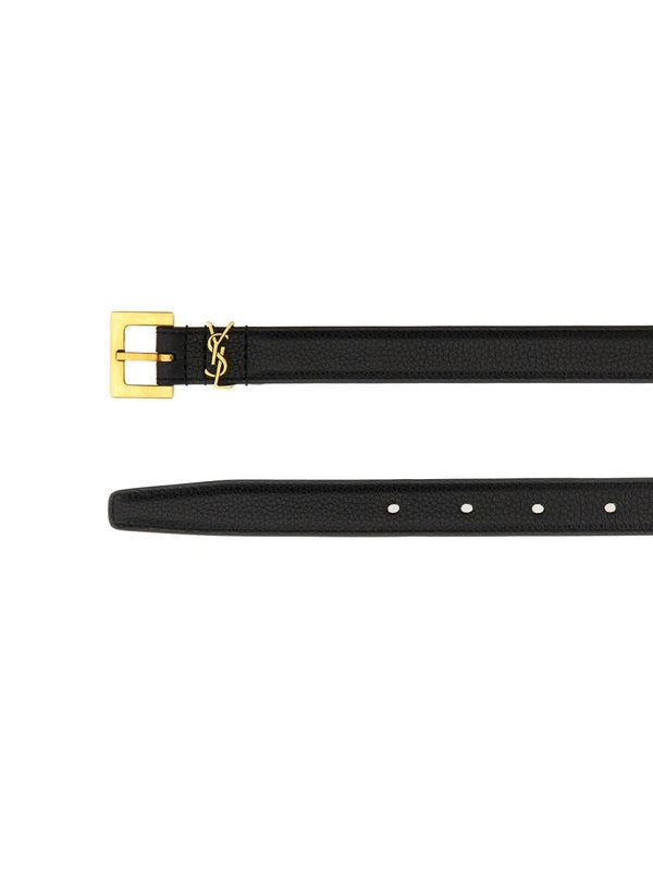 Monogram Detail Leather Belt