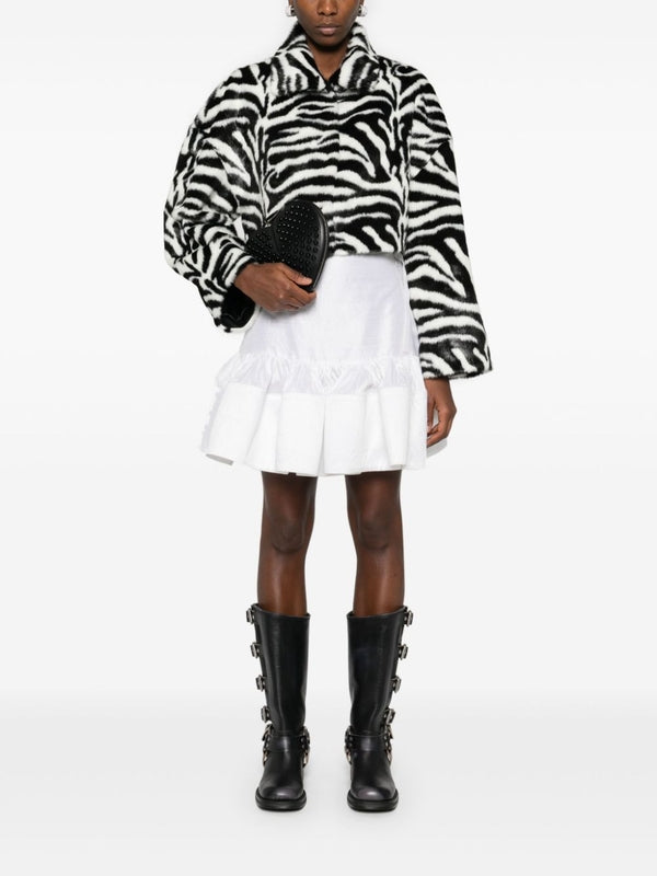 Zebra Printing Fake Fur Shearling Jacket