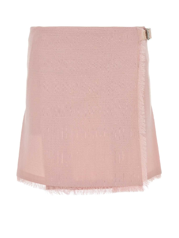 Buckle Detail Back Pleats Skirt