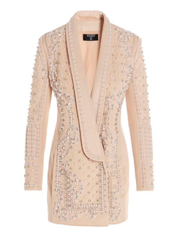 Rhinestone Detail Double-breasted Jacket