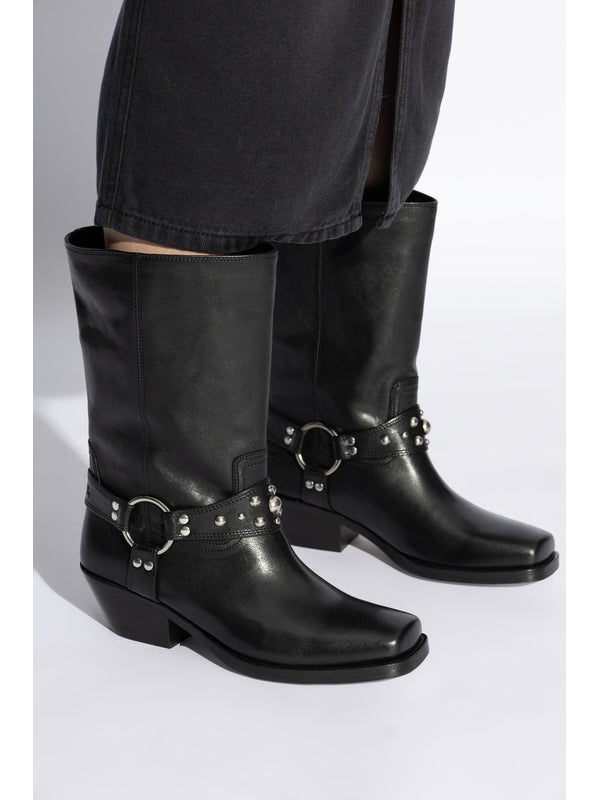 Antya Buckle Leather Mid Boots