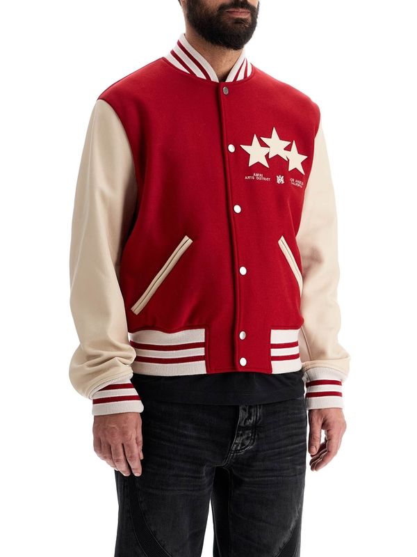 Star Patch Wool Bomber Jacket