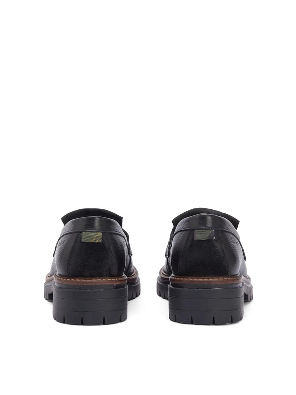 Black Tassel Leather Loafers