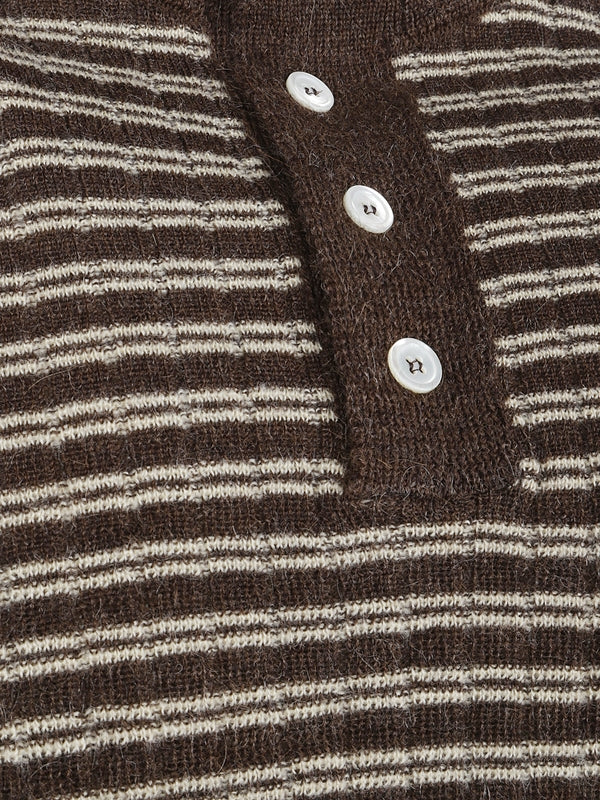 Buttonneck Alpaca Stripe Knit