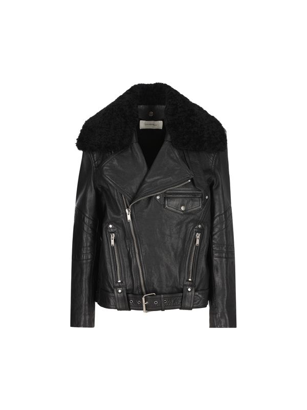 Detachable Collar Leather Biker Jacket