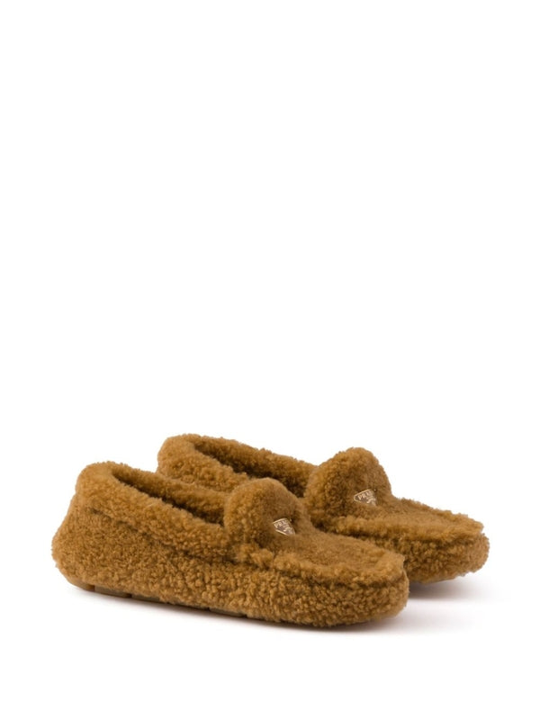 Triangle Logo Shearling Loafers