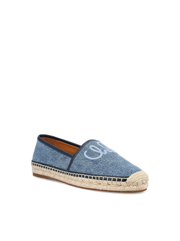 Logo Embroidered Denim Espadrilles