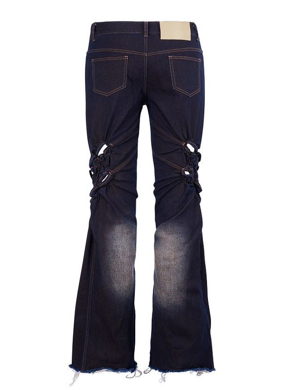 Cutout Detail Flare Denim Pants