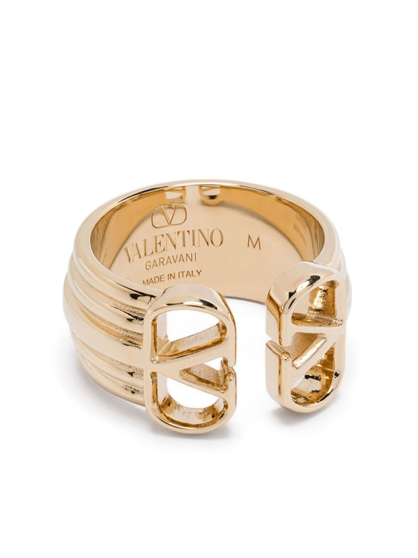 V Logo Gold-Tone Ring