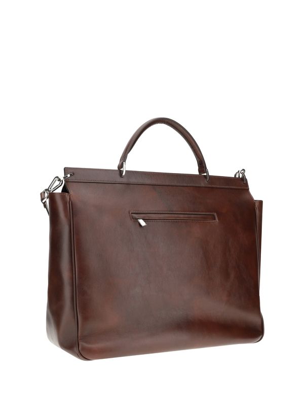 Logo Patch Leather Briefcase